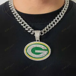 Green Bay Packers Hip Hop Iced Out Bling Pendant Cuban Chain Fashion Punk Cool Jewelry.jpg