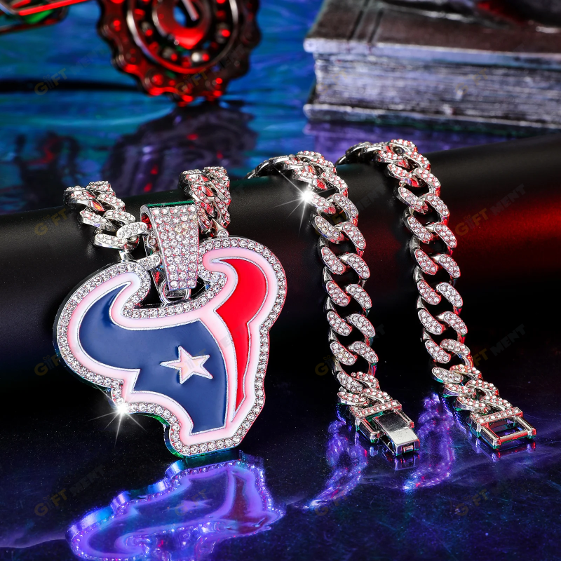 Houston Texans Hip Hop Iced Out Bling Pendant Cuban Chain Fashion Punk Cool Jewelry 1.png