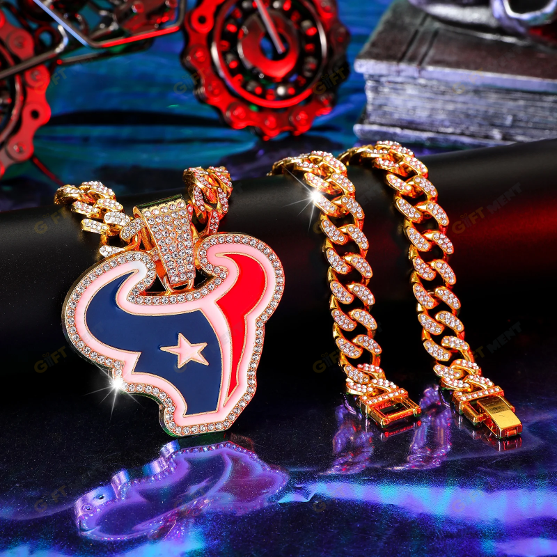Houston Texans Hip Hop Iced Out Bling Pendant Cuban Chain Fashion Punk Cool Jewelry 2.png