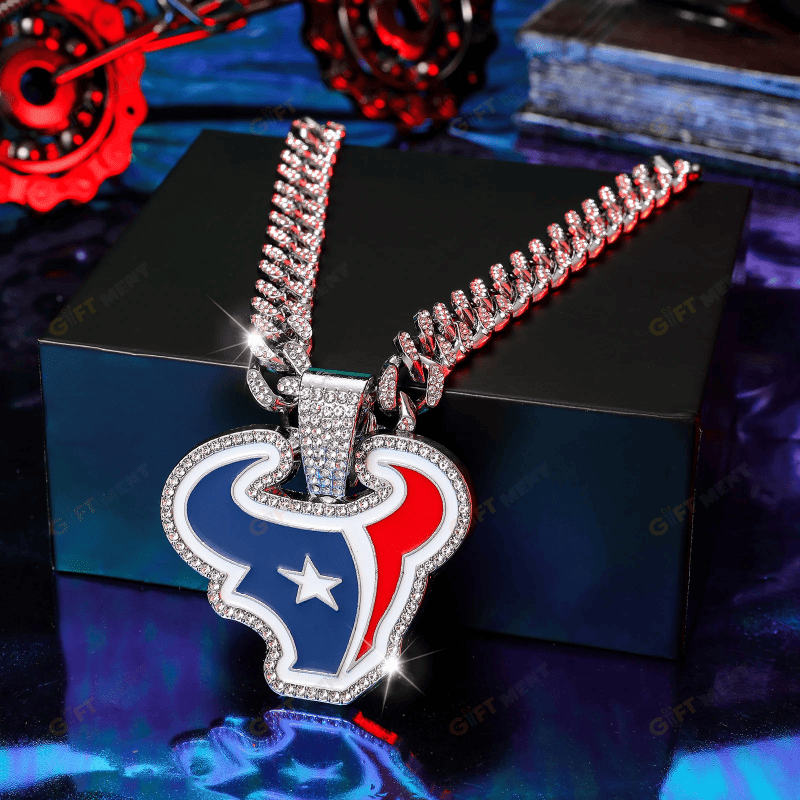 Houston Texans Hip Hop Iced Out Bling Pendant Cuban Chain Fashion Punk Cool Jewelry 3.png