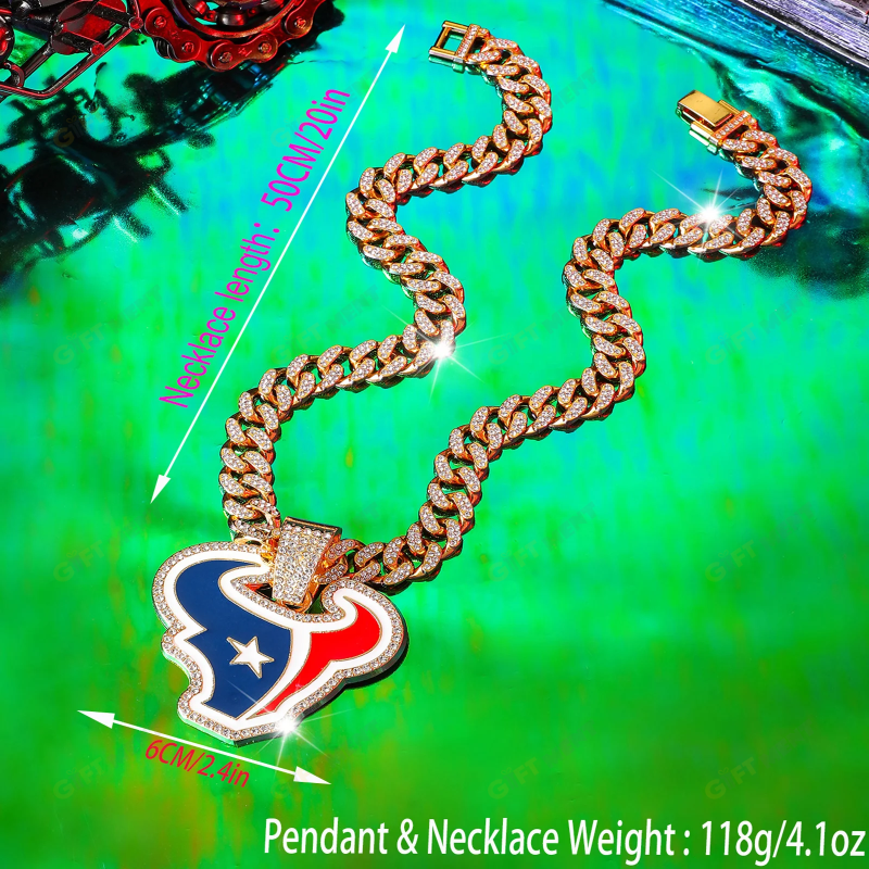 Houston Texans Hip Hop Iced Out Bling Pendant Cuban Chain Fashion Punk Cool Jewelry 6.png