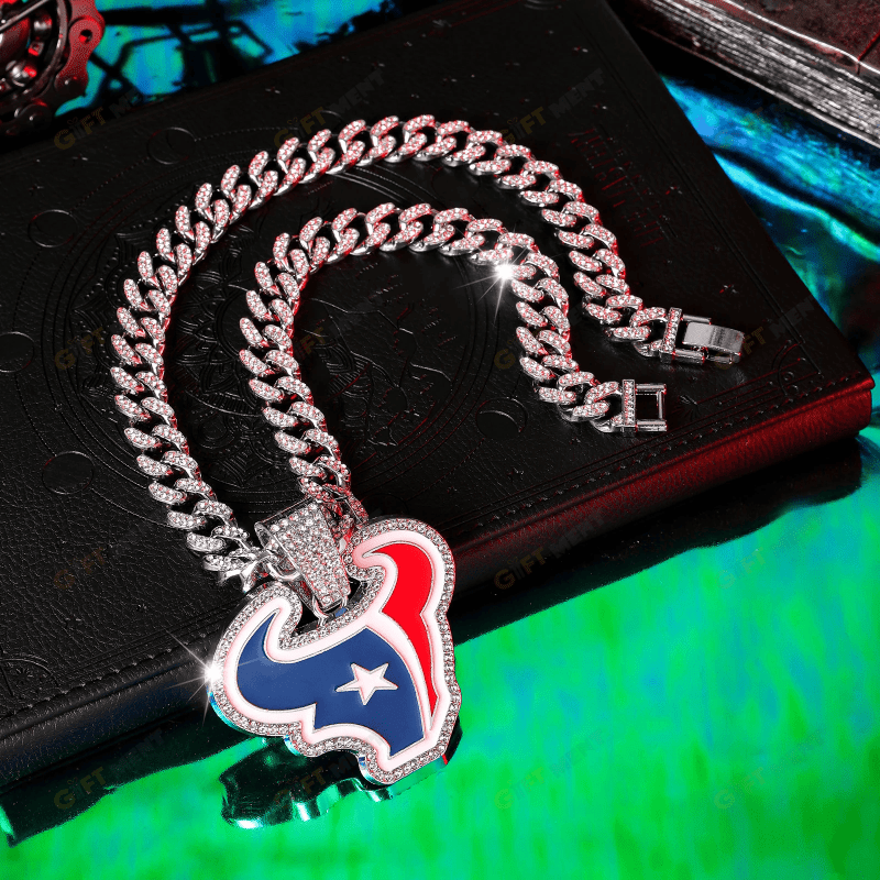 Houston Texans Hip Hop Iced Out Bling Pendant Cuban Chain Fashion Punk Cool Jewelry 7.png