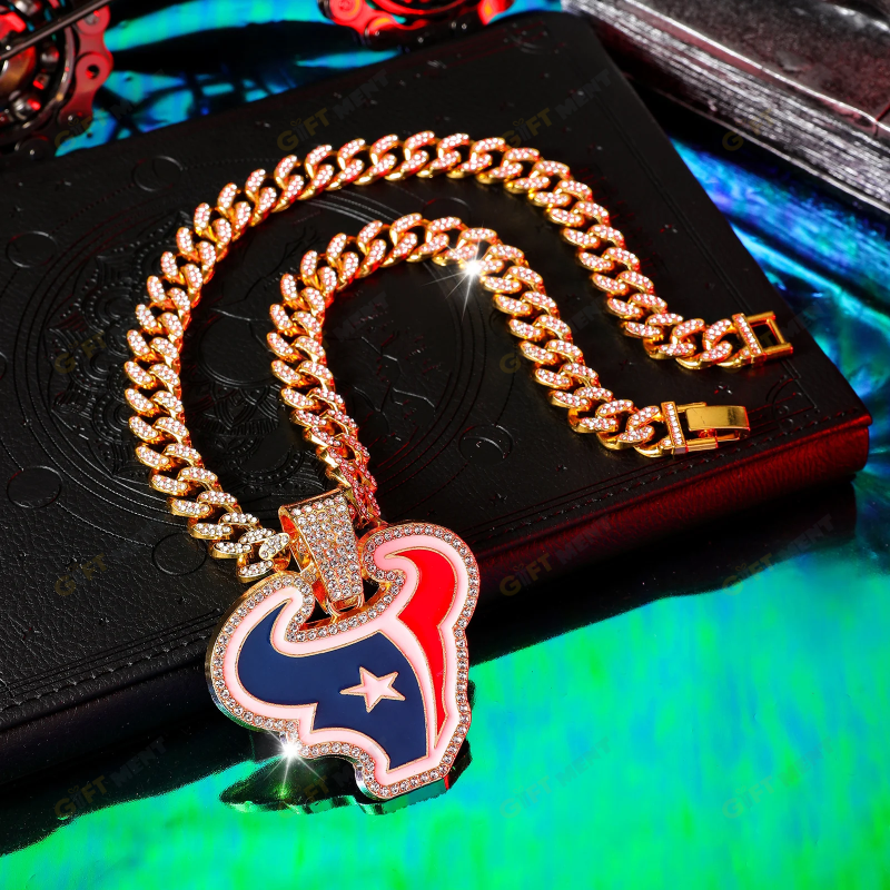 Houston Texans Hip Hop Iced Out Bling Pendant Cuban Chain Fashion Punk Cool Jewelry 8.png