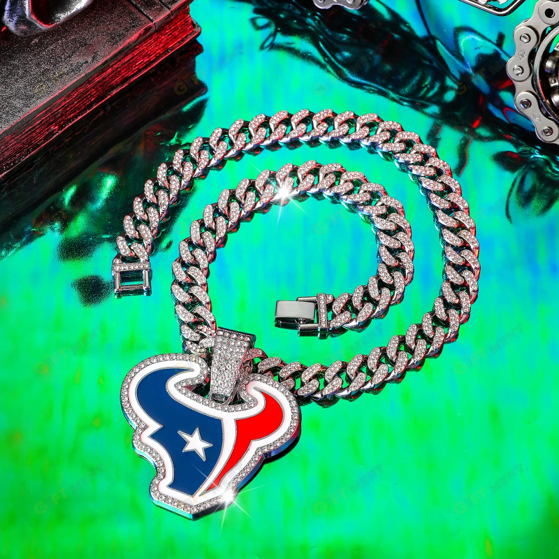 Houston Texans Hip Hop Iced Out Bling Pendant Cuban Chain Fashion Punk Cool Jewelry 9.png