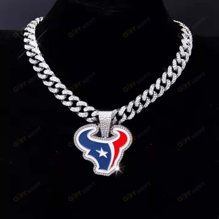 Houston Texans Hip Hop Iced Out Bling Pendant Cuban Chain Fashion Punk Cool Jewelry.jpg
