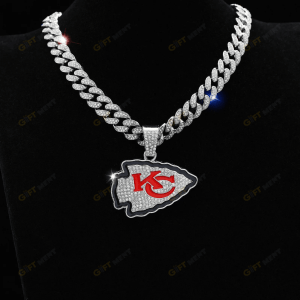 Kansas City Chiefs Hip Hop Iced Out Bling Pendant Cuban Chain Fashion Punk Cool Jewelry 1.png