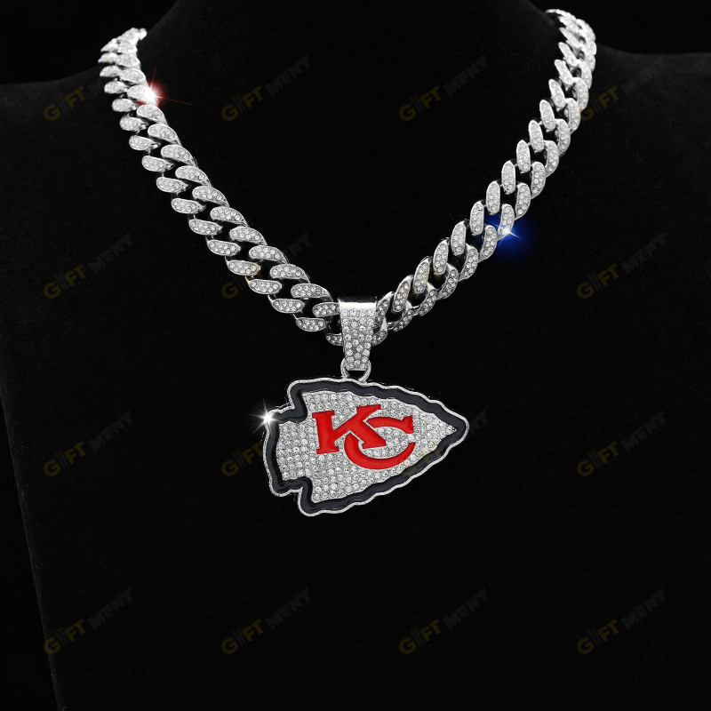 Kansas City Chiefs Hip Hop Iced Out Bling Pendant Cuban Chain Fashion Punk Cool Jewelry 1.png