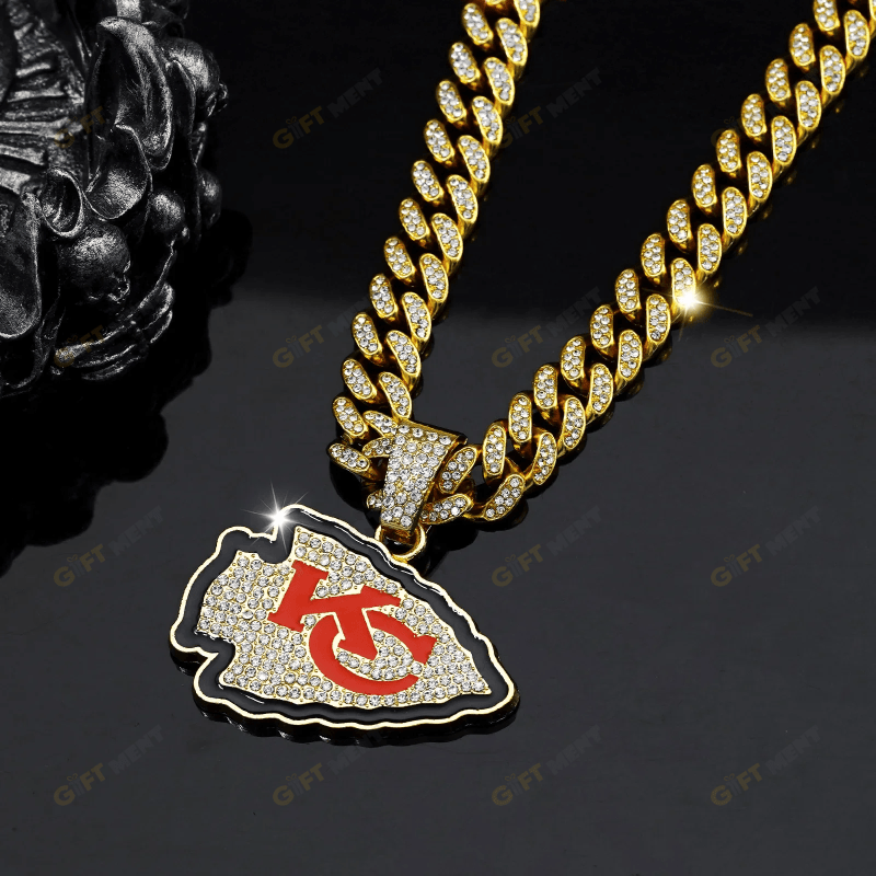 Kansas City Chiefs Hip Hop Iced Out Bling Pendant Cuban Chain Fashion Punk Cool Jewelry 3.png
