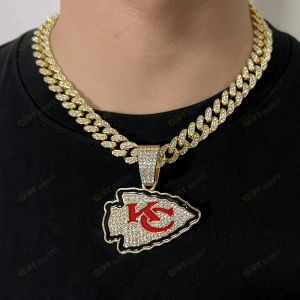 Kansas City Chiefs Hip Hop Iced Out Bling Pendant Cuban Chain Fashion Punk Cool Jewelry.png