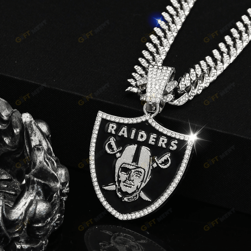 Las Vegas Raiders Hip Hop Iced Out Bling Pendant Cuban Chain Fashion Punk Cool Jewelry 2.png