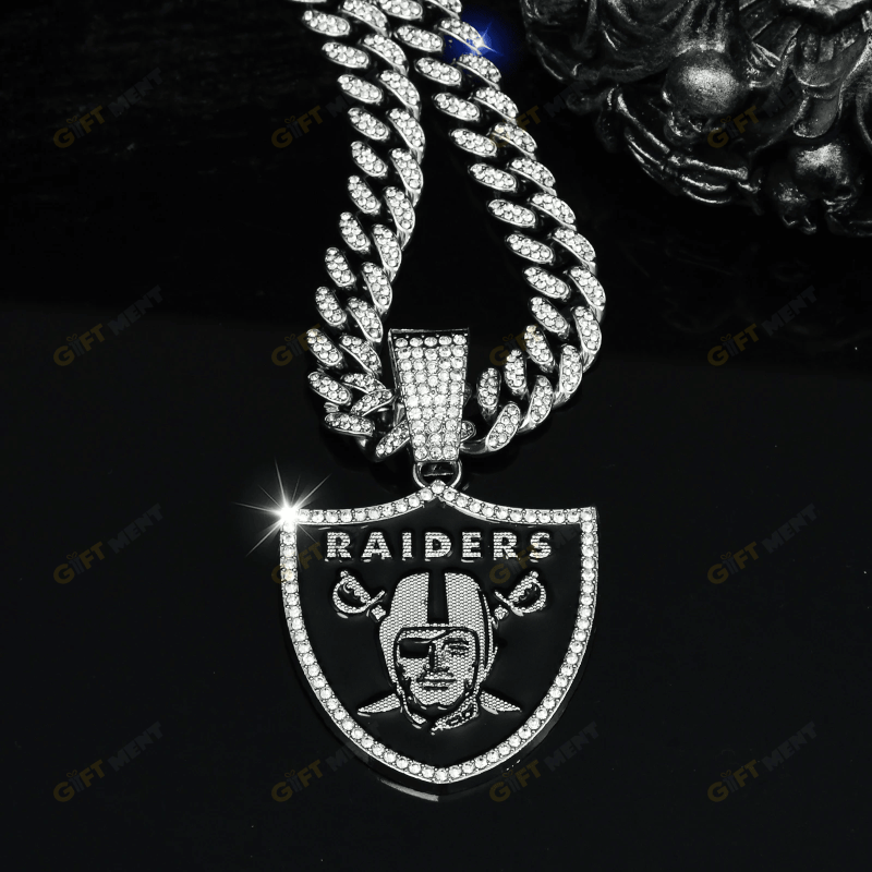 Las Vegas Raiders Hip Hop Iced Out Bling Pendant Cuban Chain Fashion Punk Cool Jewelry 4.png