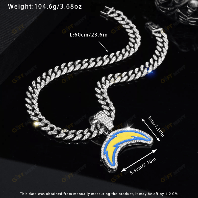Los Angeles Chargers Hip Hop Iced Out Bling Pendant Cuban Chain Fashion Punk Cool Jewelry 2.png