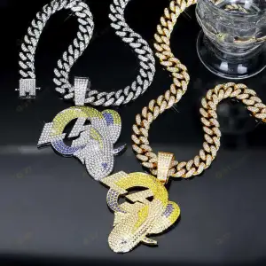 Los Angeles Rams Chains Hip Hop Iced Out Bling Pendant Cuban Chain Fashion Punk Cool Jewelry 1.jpeg