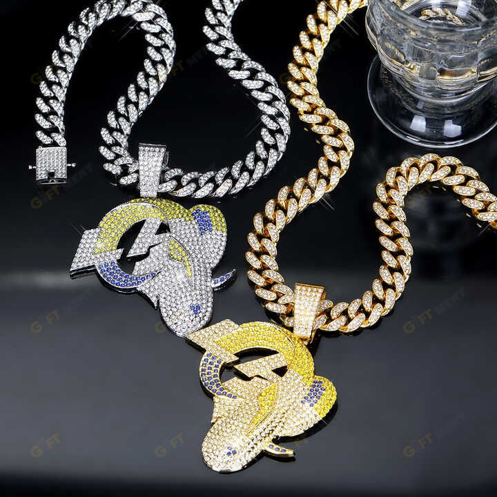 Los Angeles Rams Chains Hip Hop Iced Out Bling Pendant Cuban Chain Fashion Punk Cool Jewelry 1.jpeg
