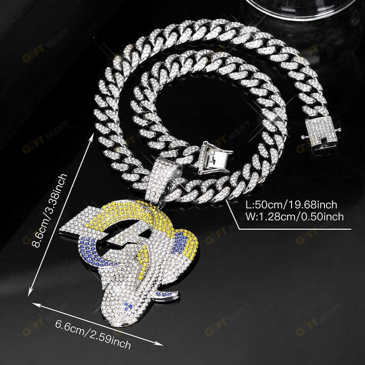 Los Angeles Rams Chains Hip Hop Iced Out Bling Pendant Cuban Chain Fashion Punk Cool Jewelry 4.jpeg