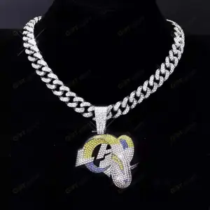 Los Angeles Rams Chains Hip Hop Iced Out Bling Pendant Cuban Chain Fashion Punk Cool Jewelry.jpg