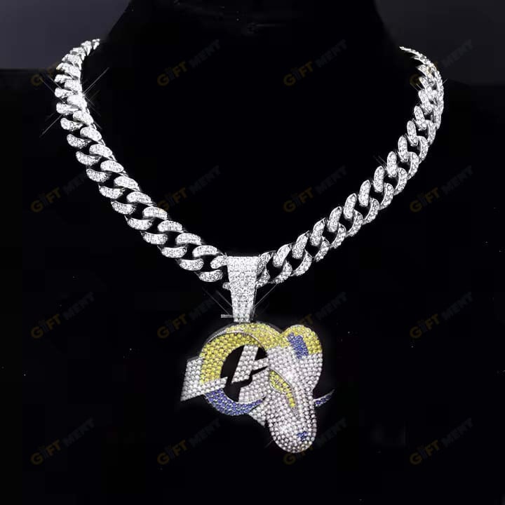Los Angeles Rams Chains Hip Hop Iced Out Bling Pendant Cuban Chain Fashion Punk Cool Jewelry.jpg