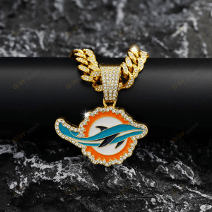 Miami Dolphins Hip Hop Iced Out Bling Pendant Cuban Chain Fashion Punk Cool Jewelry 1.png