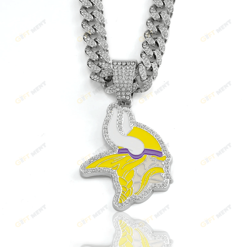 Minnesota Vikings Hip Hop Iced Out Bling Pendant Cuban Chain Fashion Punk Cool Jewelry 2.png