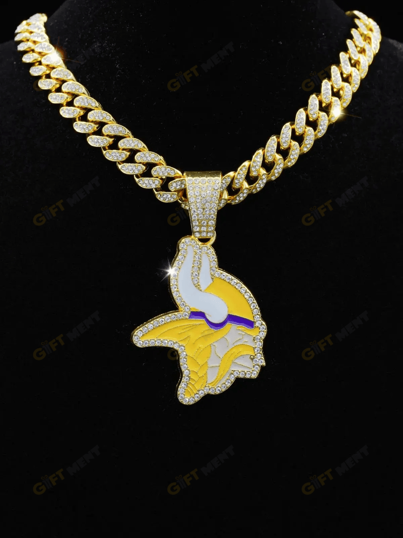 Minnesota Vikings Hip Hop Iced Out Bling Pendant Cuban Chain Fashion Punk Cool Jewelry 3.png