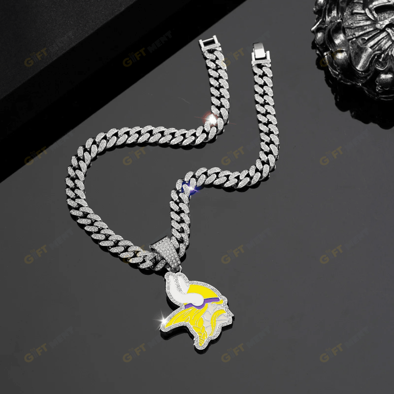 Minnesota Vikings Hip Hop Iced Out Bling Pendant Cuban Chain Fashion Punk Cool Jewelry 4.png