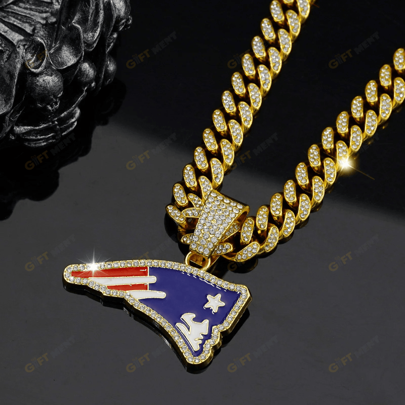New England Patriots Hip Hop Iced Out Bling Pendant Cuban Chain Fashion Punk Cool Jewelry 3.png