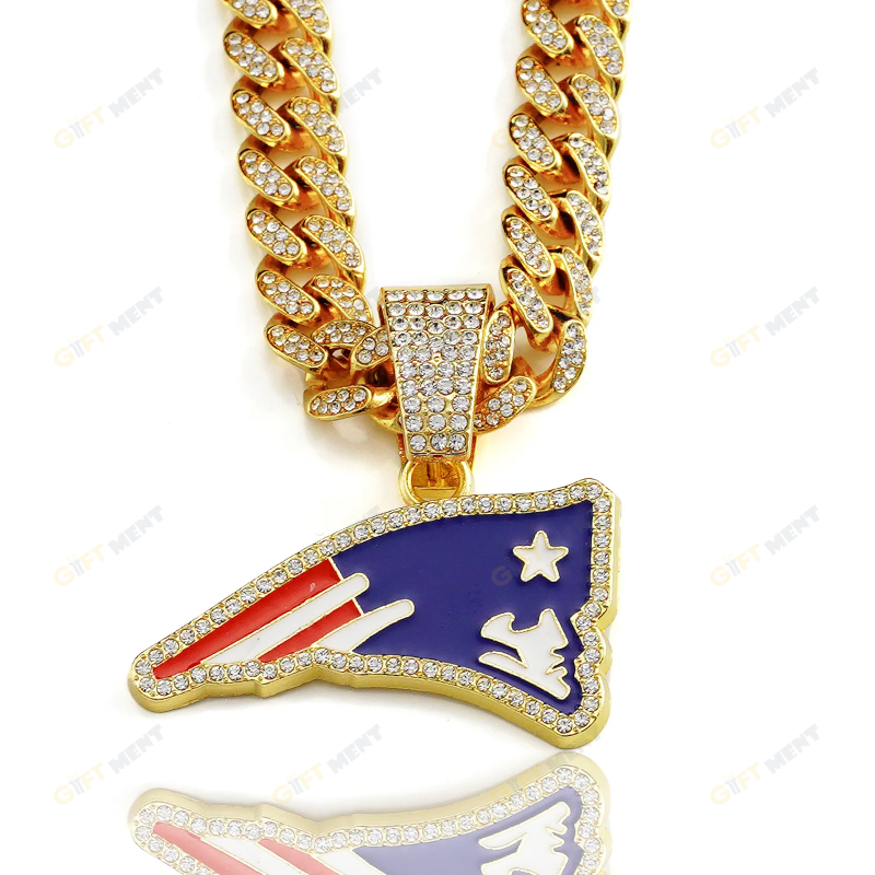New England Patriots Hip Hop Iced Out Bling Pendant Cuban Chain Fashion Punk Cool Jewelry 4.png