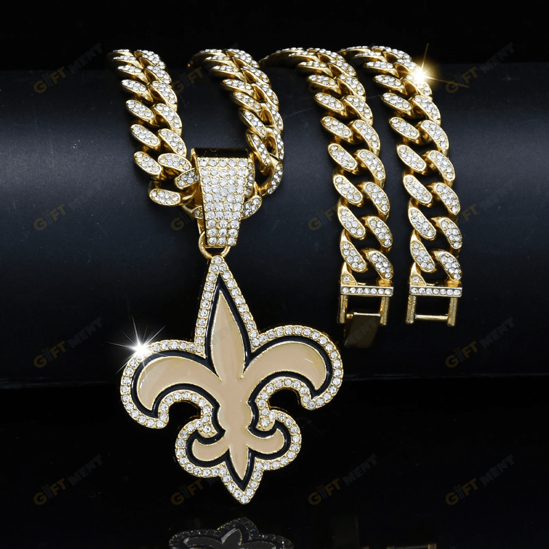 New Orleans Saints Hip Hop Iced Out Bling Pendant Cuban Chain Fashion Punk Cool Jewelry 3.png