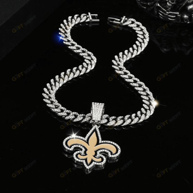 New Orleans Saints Hip Hop Iced Out Bling Pendant Cuban Chain Fashion Punk Cool Jewelry 4.png