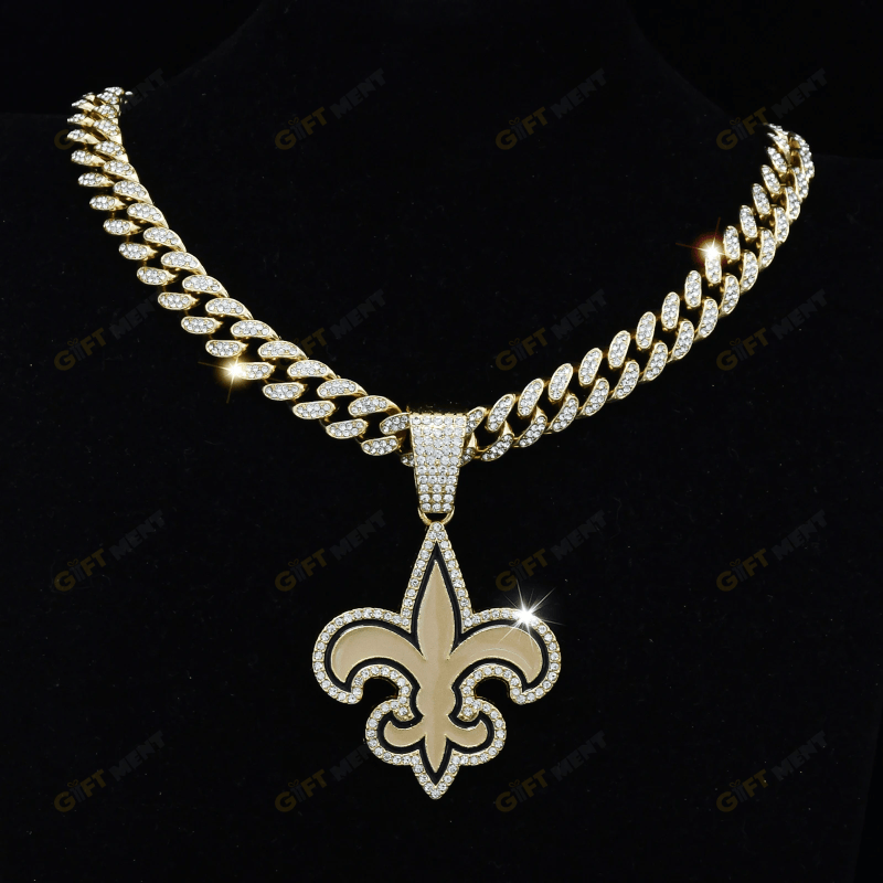 New Orleans Saints Hip Hop Iced Out Bling Pendant Cuban Chain Fashion Punk Cool Jewelry.png