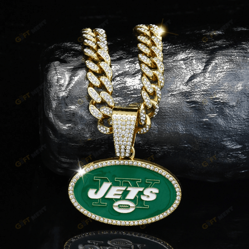 New York Jets Hip Hop Iced Out Bling Pendant Cuban Chain Fashion Punk Cool Jewelry 2.png