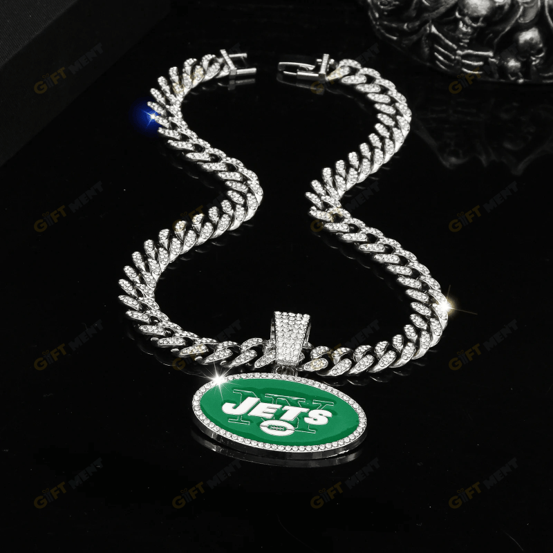 New York Jets Hip Hop Iced Out Bling Pendant Cuban Chain Fashion Punk Cool Jewelry 3.png