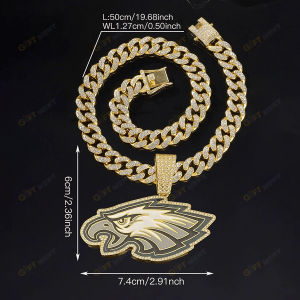 Philadelphia Eagles Hip Hop Iced Out Bling Pendant Cuban Chain Fashion Punk Cool Jewelry 1.png