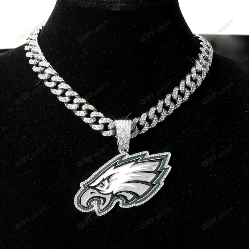 Philadelphia Eagles Hip Hop Iced Out Bling Pendant Cuban Chain Fashion Punk Cool Jewelry.png