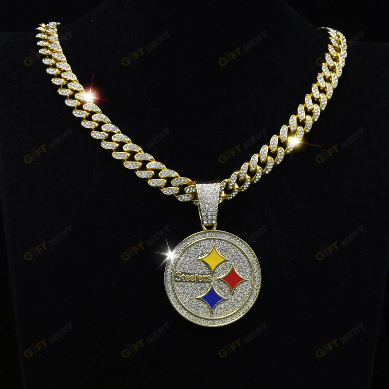 Pittsburgh Steelers Hip Hop Iced Out Bling Pendant Cuban Chain Fashion Punk Cool Jewelry 3.png