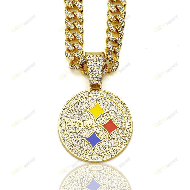 Pittsburgh Steelers Hip Hop Iced Out Bling Pendant Cuban Chain Fashion Punk Cool Jewelry 6.png