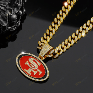 San Francisco 49ers Hip Hop Iced Out Bling Pendant Cuban Chain Fashion Punk Cool Jewelry 1.png