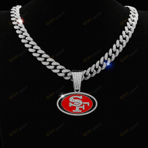 San Francisco 49ers Hip Hop Iced Out Bling Pendant Cuban Chain Fashion Punk Cool Jewelry.png