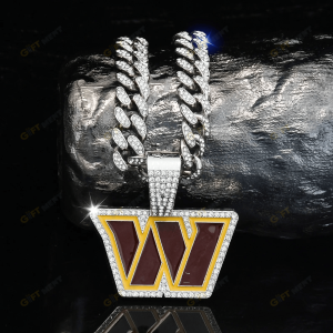 Washington Commanders Hip Hop Iced Out Bling Pendant Cuban Chain Fashion Punk Cool Jewelry 1 1.png