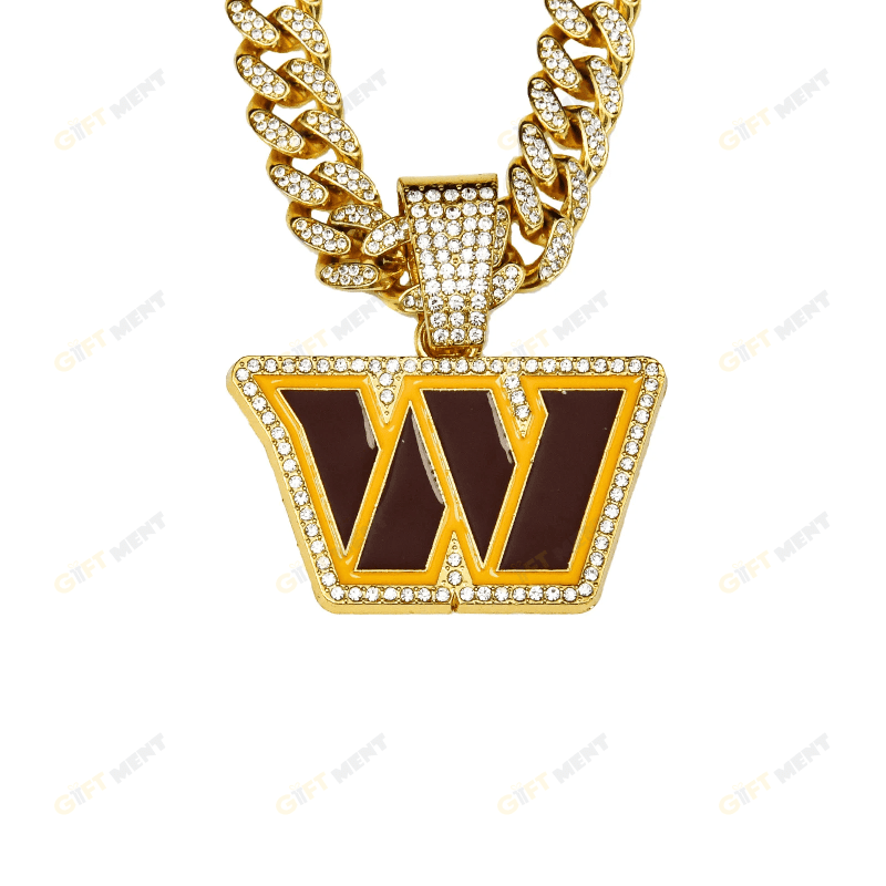 Washington Commanders Hip Hop Iced Out Bling Pendant Cuban Chain Fashion Punk Cool Jewelry 4.png
