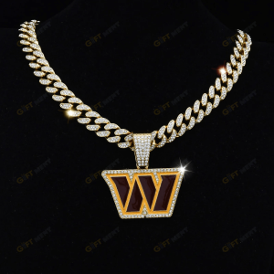 Washington Commanders Hip Hop Iced Out Bling Pendant Cuban Chain Fashion Punk Cool Jewelry.png
