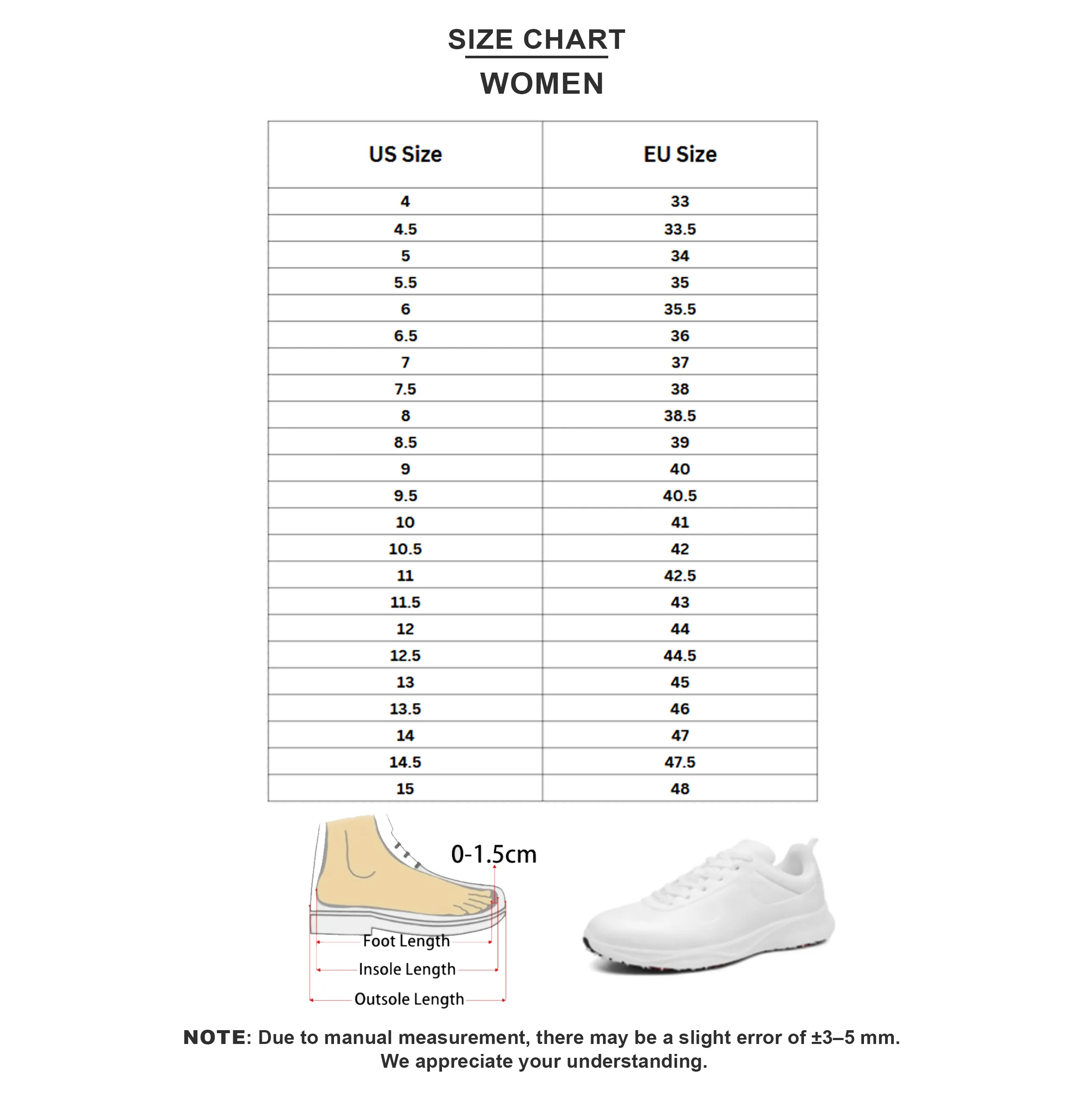 Golf Shoes Size Chart Women