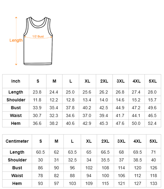 Size Chart Loose Crew Neck Sleeveless