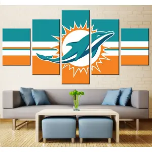 5 Panel Miami Dolphins Wall Art Cheap For Living Room Wall Decor Football Canvas Paintings.jpg