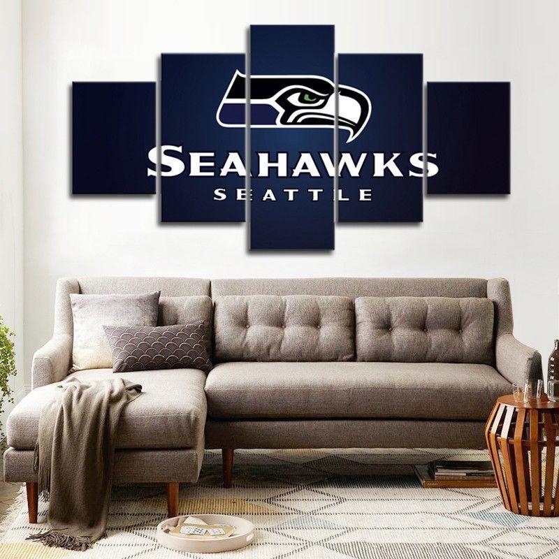 5 Panel Seattle Seahawks Wall Art Cheap For Living Room Wall Decor Football 2 Canvas Paintings.jpg