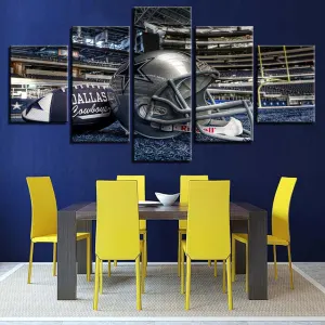 5 Panel Dallas Cowboys Canvas Wall Art Helmet Football For Living Room Home Decor 1.jpg