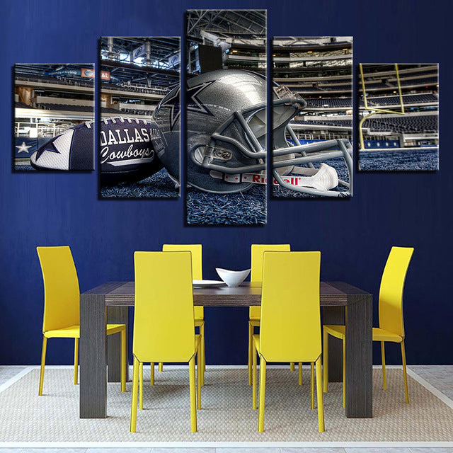 5 Panel Dallas Cowboys Canvas Wall Art Helmet Football For Living Room Home Decor 1.jpg